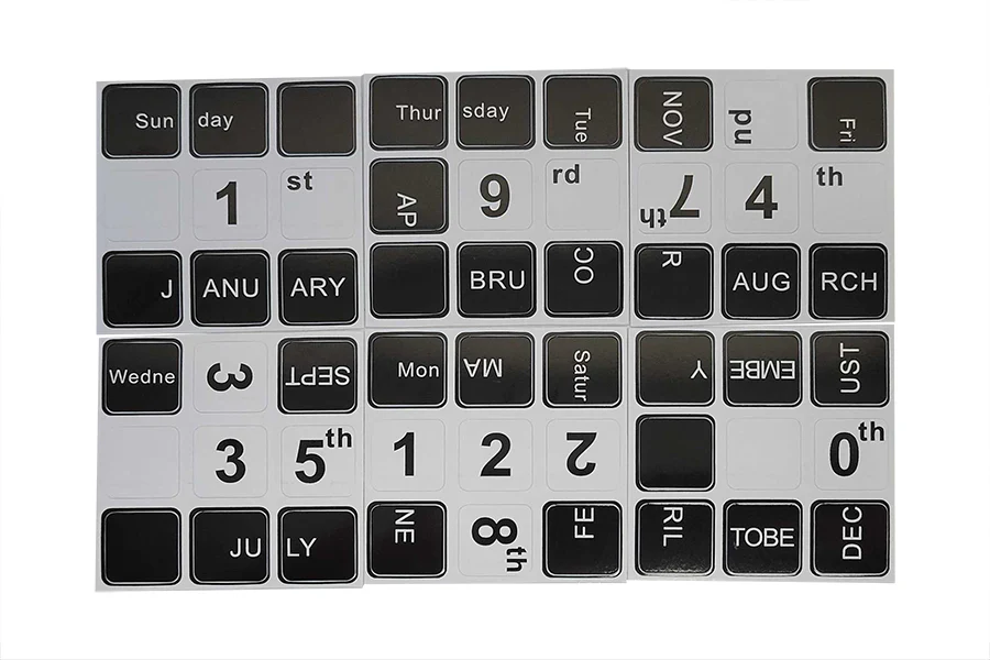 3x3 Calendar Cube Stickers V2